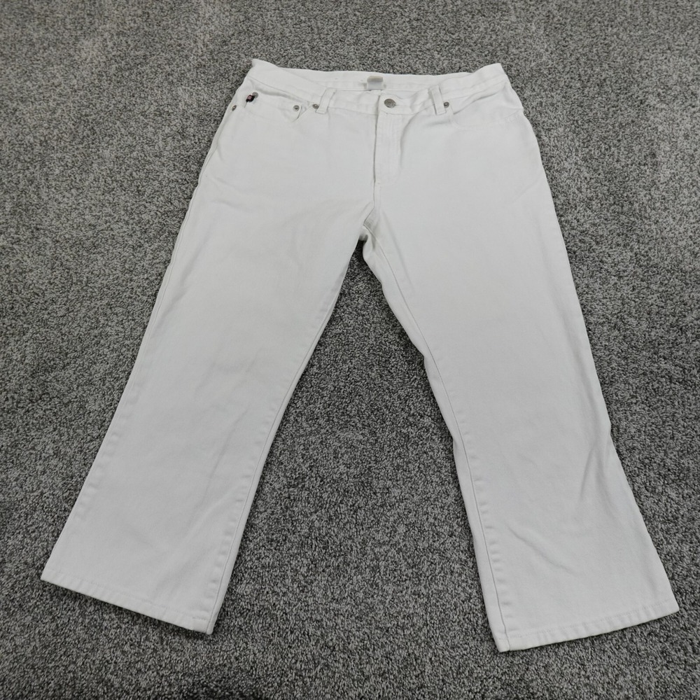 VTG Ralph Lauren Polo Jeans Womens 10 White Denim Pants Capri Crop Preppy 90s